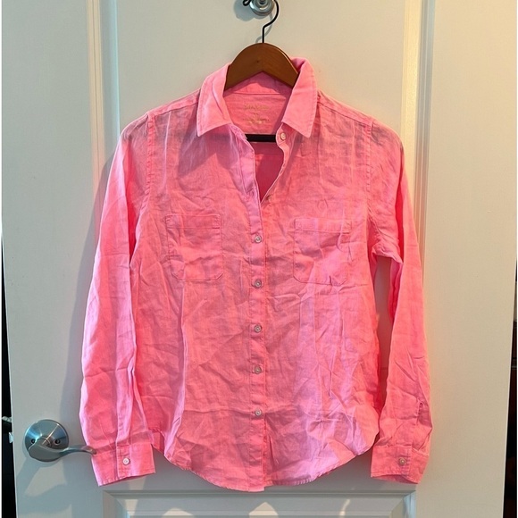 Lilly Pulitzer Sea View Linen Button Down Top - Picture 2 of 15